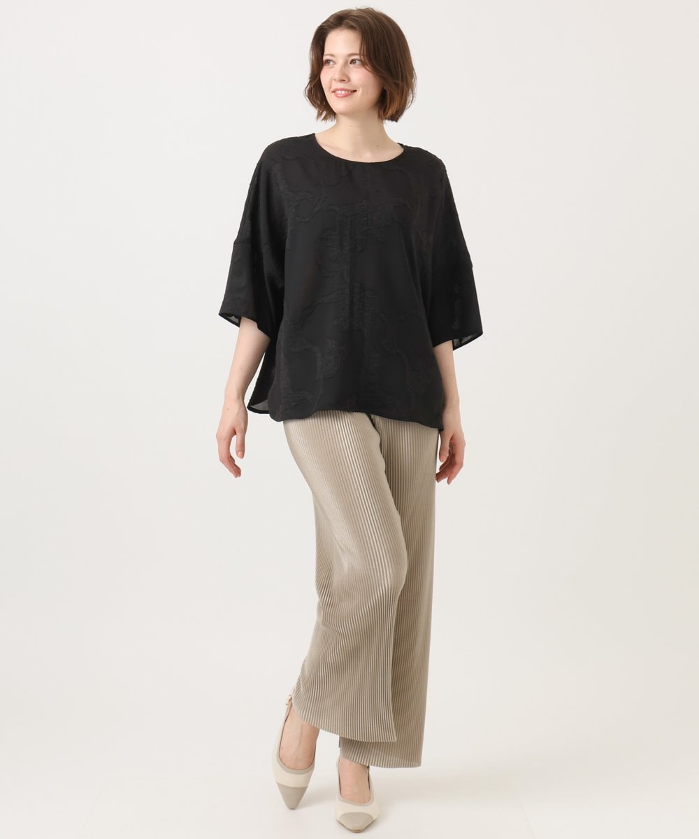 OLBED30079 eur3(エウルキューブ) 【大きいサイズ】ジャカードブラウス ブラック