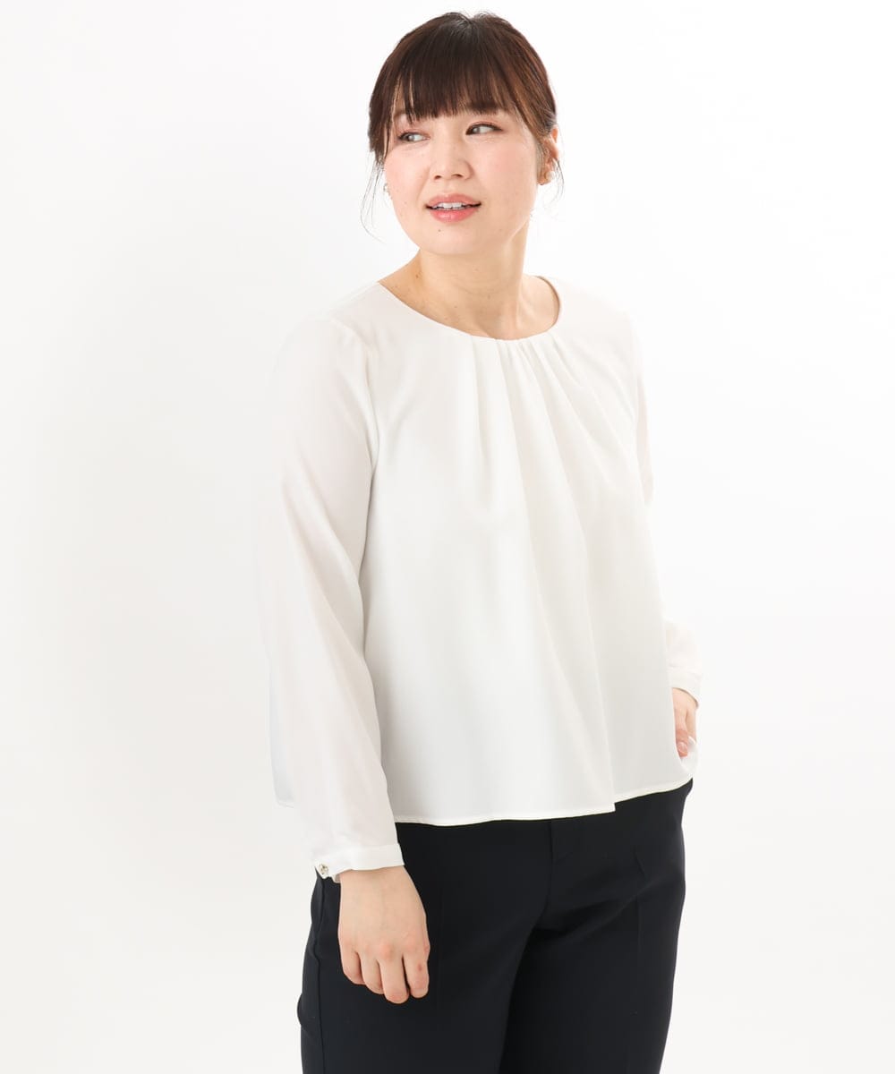 OLBED39089 eur3(エウルキューブ) 【WEB先行販売】【大きいサイズ/11号サイズあり】2wayブラウス ホワイト