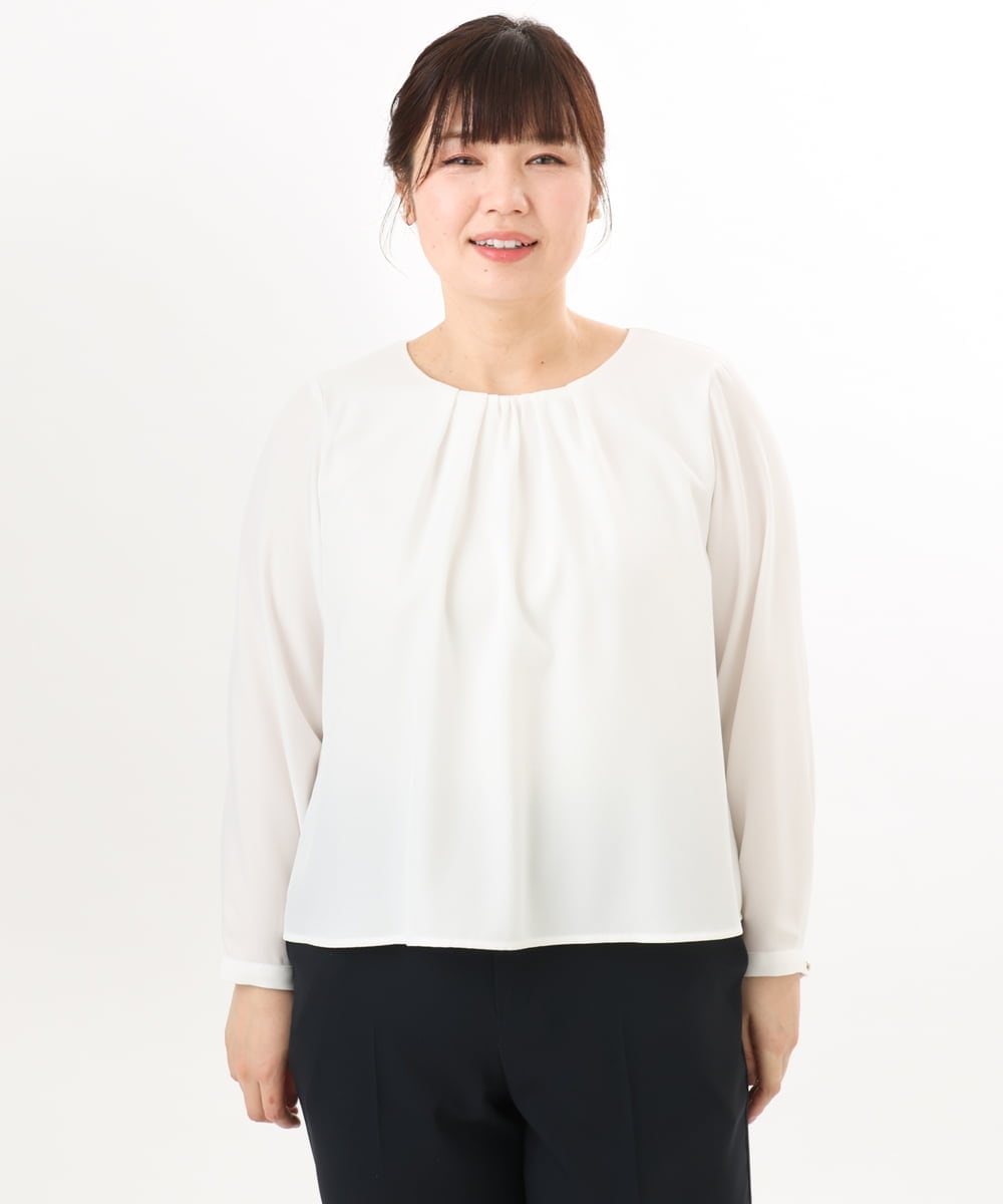OLBED39089 eur3(エウルキューブ) 【WEB先行販売】【大きいサイズ/11号サイズあり】2wayブラウス ホワイト