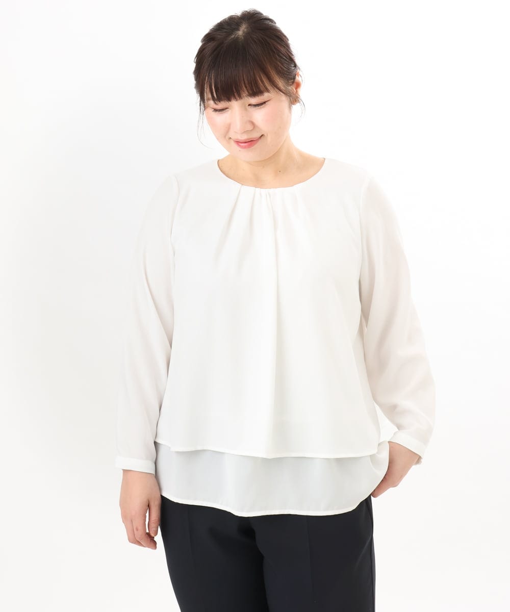 OLBED39089 eur3(エウルキューブ) 【WEB先行販売】【大きいサイズ/11号サイズあり】2wayブラウス ホワイト
