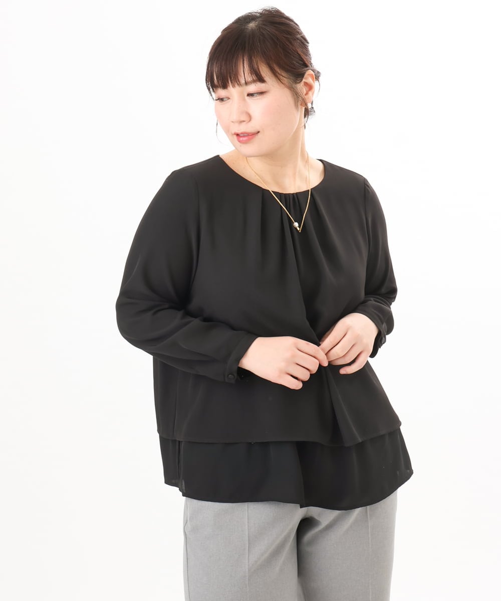 OLBED39089 eur3(エウルキューブ) 【WEB先行販売】【大きいサイズ/11号サイズあり】2wayブラウス ブラック
