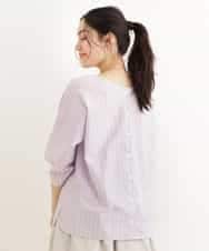 OLBEP07070 eur3(エウルキューブ) 【大きいサイズ/前後2WAY】ボタンディティールブラウス ラベンダー(60)(ストライプ)