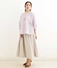 OLBEP07070 eur3(エウルキューブ) 【大きいサイズ/前後2WAY】ボタンディティールブラウス ラベンダー(60)(ストライプ)