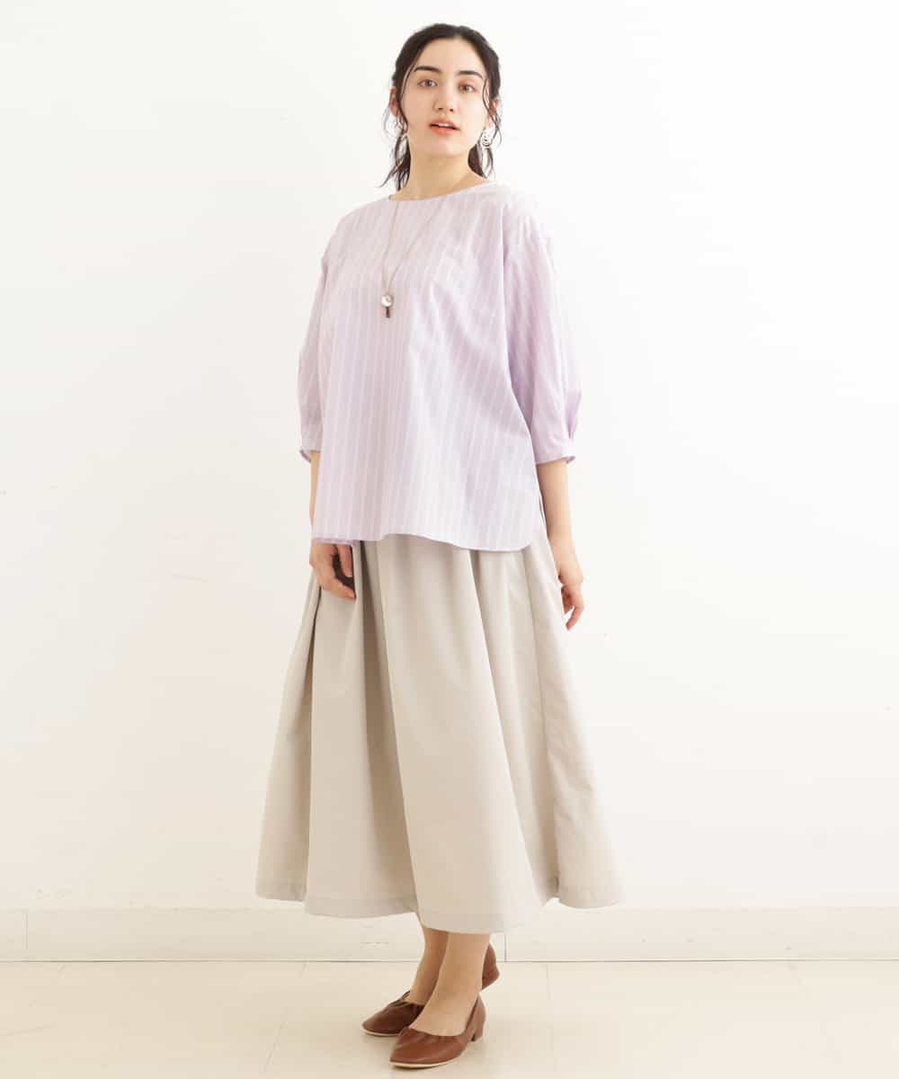 OLBEP07070 eur3(エウルキューブ) 【大きいサイズ/前後2WAY】ボタンディティールブラウス ラベンダー(60)(ストライプ)