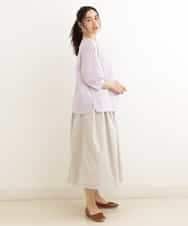 OLBEP07070 eur3(エウルキューブ) 【大きいサイズ/前後2WAY】ボタンディティールブラウス ラベンダー(60)(ストライプ)