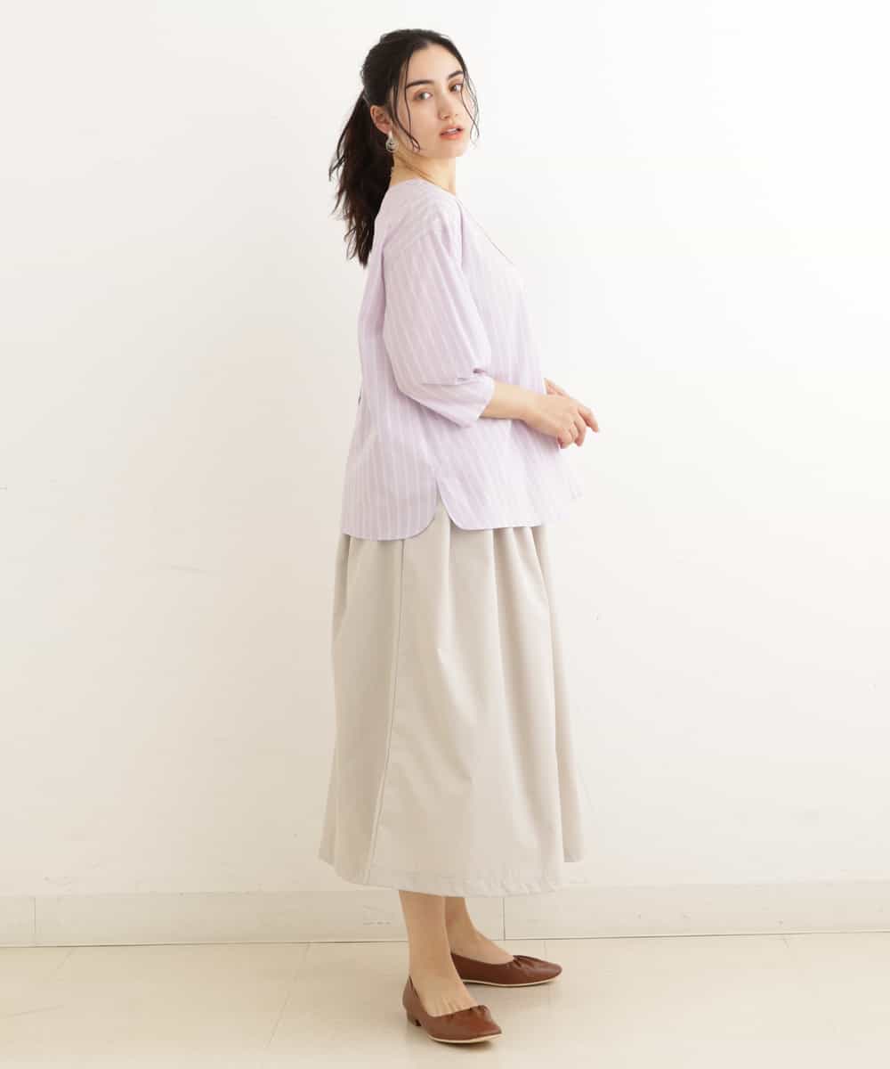 OLBEP07070 eur3(エウルキューブ) 【大きいサイズ/前後2WAY】ボタンディティールブラウス ラベンダー(60)(ストライプ)
