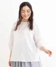 OLBEP07070 eur3(エウルキューブ) 【大きいサイズ/前後2WAY】ボタンディティールブラウス アイボリー(80)(ストライプ)