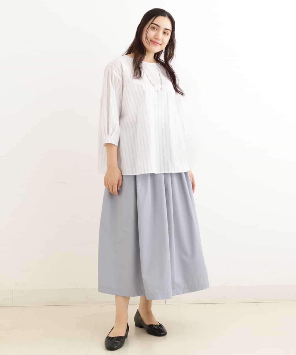 OLBEP07070 eur3(エウルキューブ) 【大きいサイズ/前後2WAY】ボタンディティールブラウス アイボリー(80)(ストライプ)