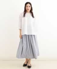 OLBEP07070 eur3(エウルキューブ) 【大きいサイズ/前後2WAY】ボタンディティールブラウス アイボリー(80)(ストライプ)