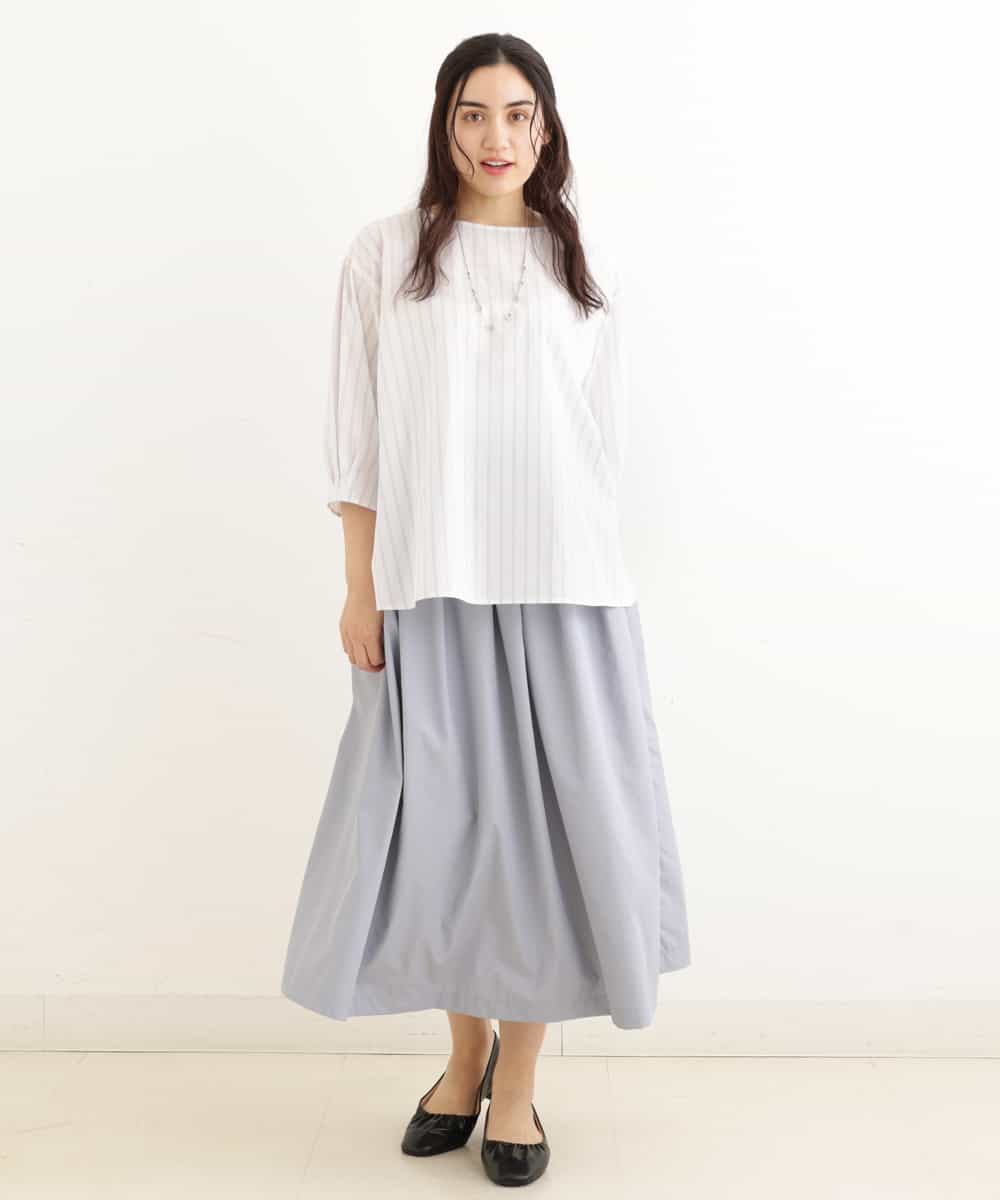 OLBEP07070 eur3(エウルキューブ) 【大きいサイズ/前後2WAY】ボタンディティールブラウス アイボリー(80)(ストライプ)