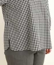 OLBEP07070 eur3(エウルキューブ) 【大きいサイズ/前後2WAY】ボタンディティールブラウス ブラック(94)(ギンガムチェック)