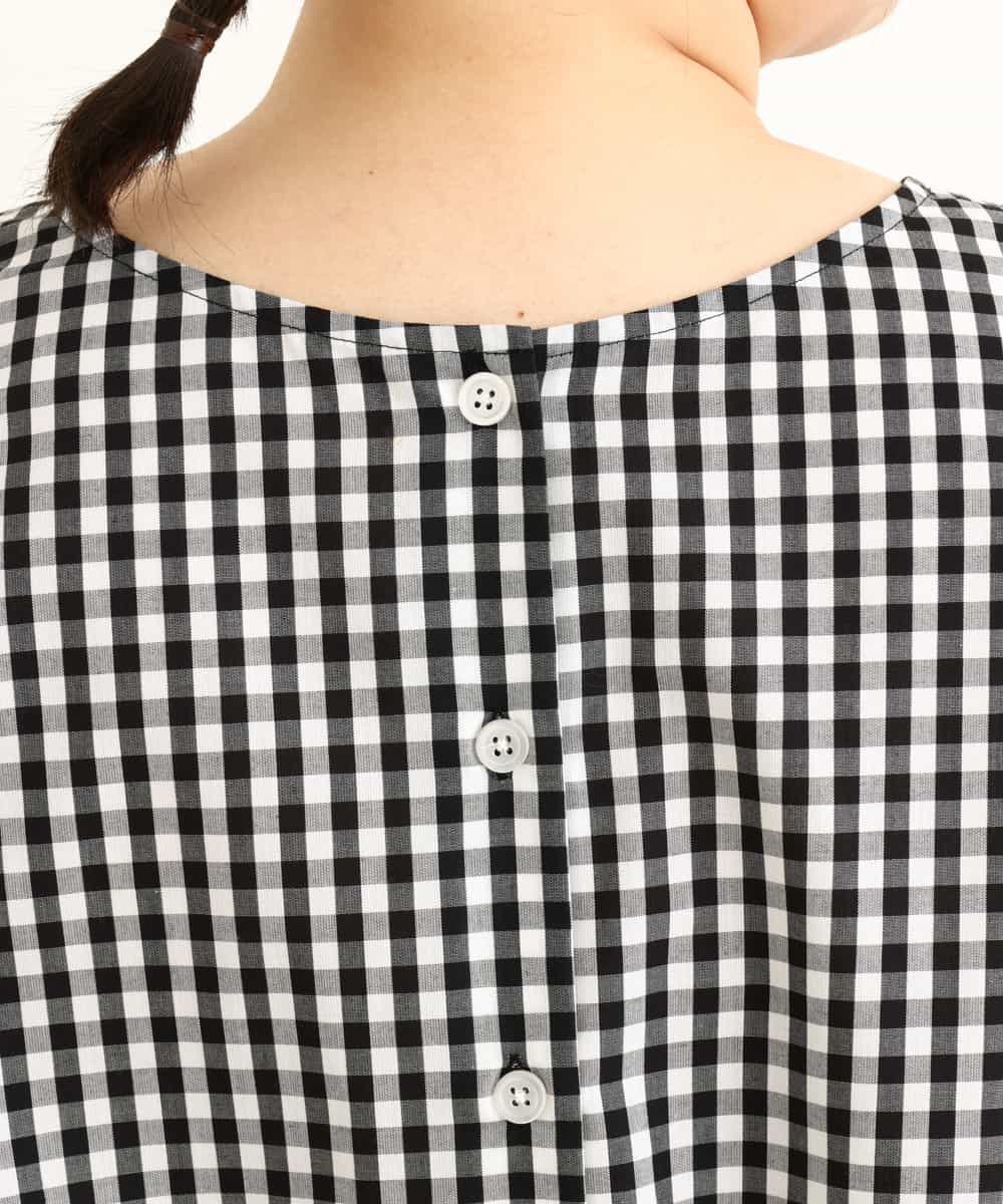 OLBEP07070 eur3(エウルキューブ) 【大きいサイズ/前後2WAY】ボタンディティールブラウス ブラック(94)(ギンガムチェック)