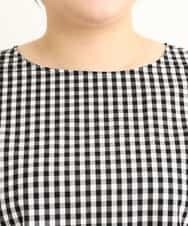 OLBEP07070 eur3(エウルキューブ) 【大きいサイズ/前後2WAY】ボタンディティールブラウス ブラック(94)(ギンガムチェック)