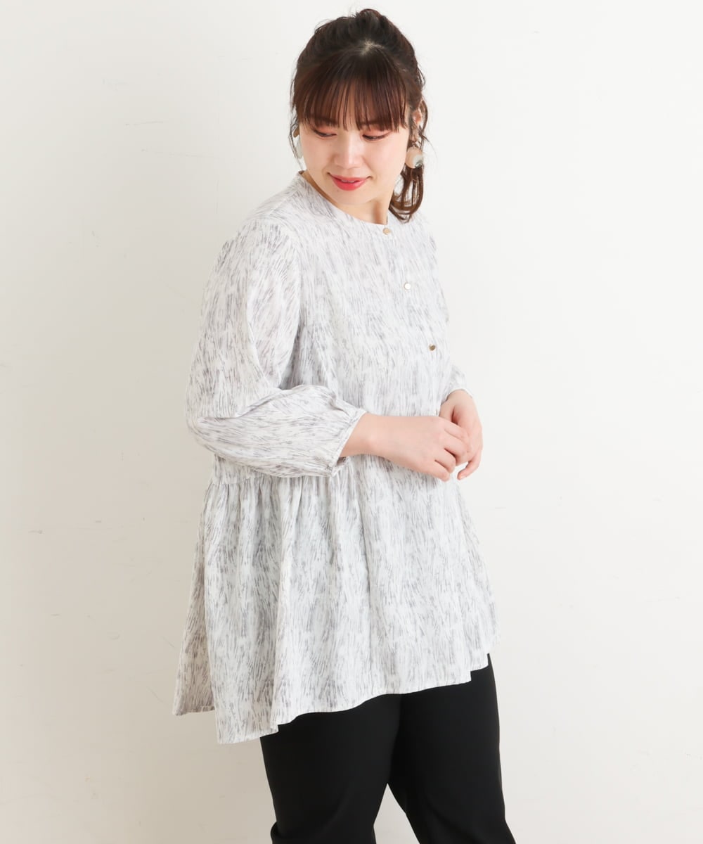OLBES08090 eur3(エウルキューブ) 【大きいサイズ/11号サイズあり】バックギャザーチュニックブラウス アイボリー(80)