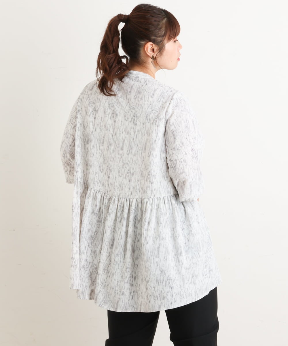 OLBES08090 eur3(エウルキューブ) 【大きいサイズ/11号サイズあり】バックギャザーチュニックブラウス アイボリー(80)