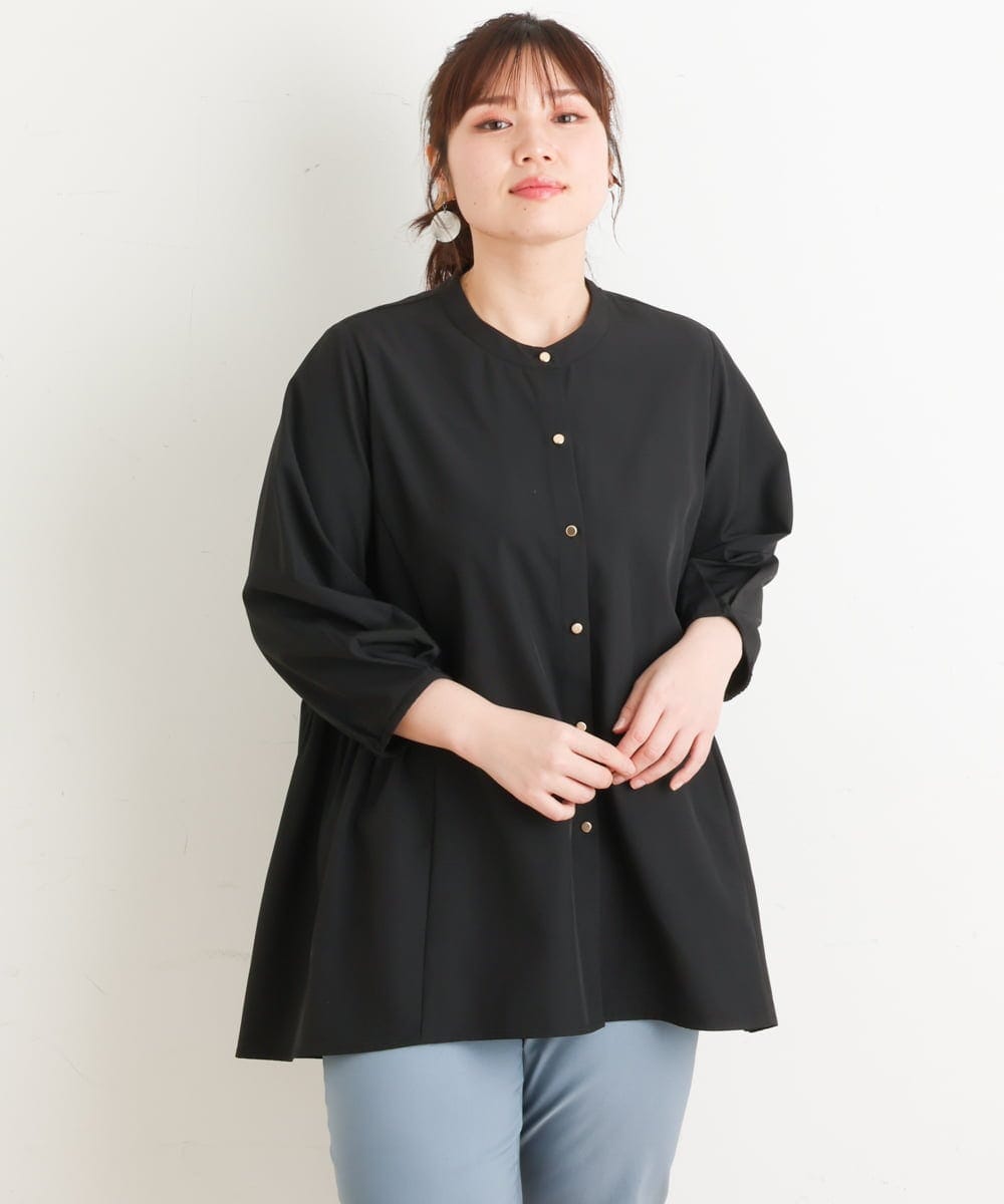 OLBES08090 eur3(エウルキューブ) 【大きいサイズ/11号サイズあり】バックギャザーチュニックブラウス ブラック(94)