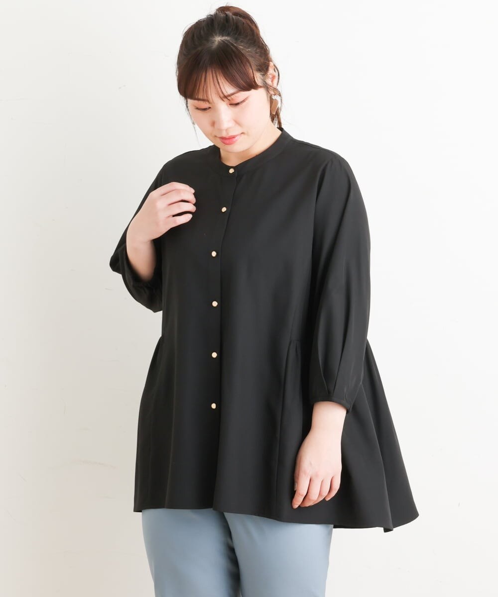 OLBES08090 eur3(エウルキューブ) 【大きいサイズ/11号サイズあり】バックギャザーチュニックブラウス ブラック(94)