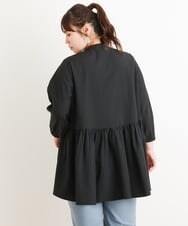 OLBES08090 eur3(エウルキューブ) 【大きいサイズ/11号サイズあり】バックギャザーチュニックブラウス ブラック(94)