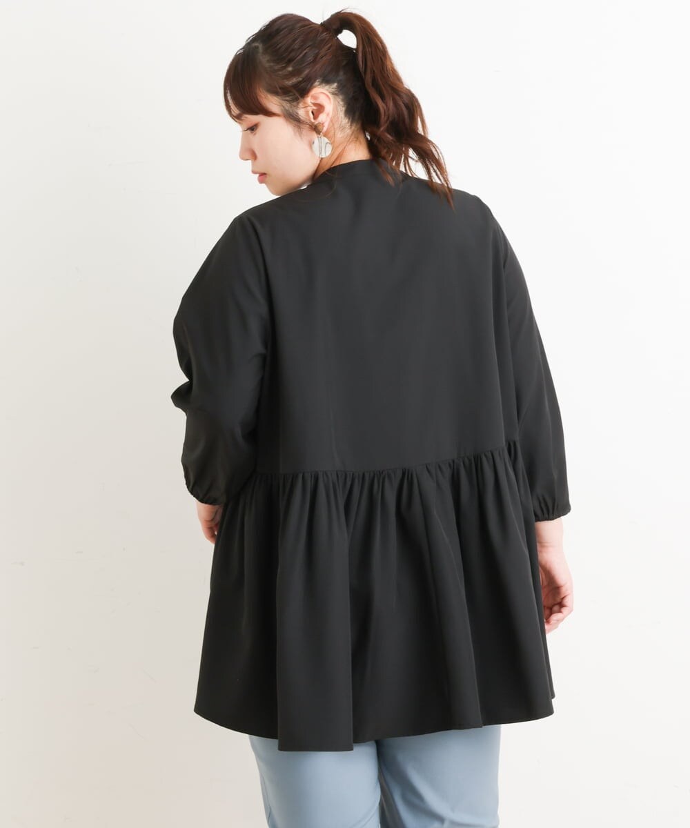 OLBES08090 eur3(エウルキューブ) 【大きいサイズ/11号サイズあり】バックギャザーチュニックブラウス ブラック(94)