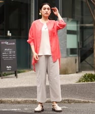 OLBES09080 eur3(エウルキューブ) 【大きいサイズ】バンドカラーシアーシャツ ピンク(03)