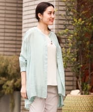 OLBES09080 eur3(エウルキューブ) 【大きいサイズ】バンドカラーシアーシャツ ライトグリーン(30)