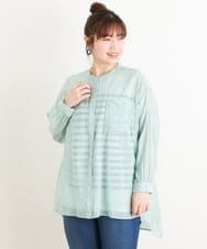 OLBES09080 eur3(エウルキューブ) 【大きいサイズ】バンドカラーシアーシャツ ライトグリーン(30)