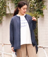 OLBES09080 eur3(エウルキューブ) 【大きいサイズ】バンドカラーシアーシャツ ネイビー(57)