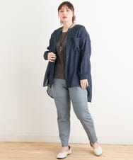 OLBES09080 eur3(エウルキューブ) 【大きいサイズ】バンドカラーシアーシャツ ネイビー(57)