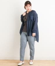 OLBES09080 eur3(エウルキューブ) 【大きいサイズ】バンドカラーシアーシャツ ネイビー(57)