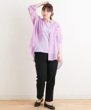 OLBES09080 eur3(エウルキューブ) 【大きいサイズ】バンドカラーシアーシャツ ラベンダー(60)