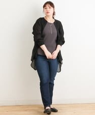 OLBES09080 eur3(エウルキューブ) 【大きいサイズ】バンドカラーシアーシャツ ブラック(94)(WEB限定カラー)