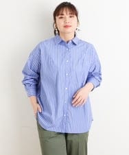 OLBES21070 eur3(エウルキューブ) 【大きいサイズ/11号サイズあり】バックタックストライプシャツ ブルー(55)