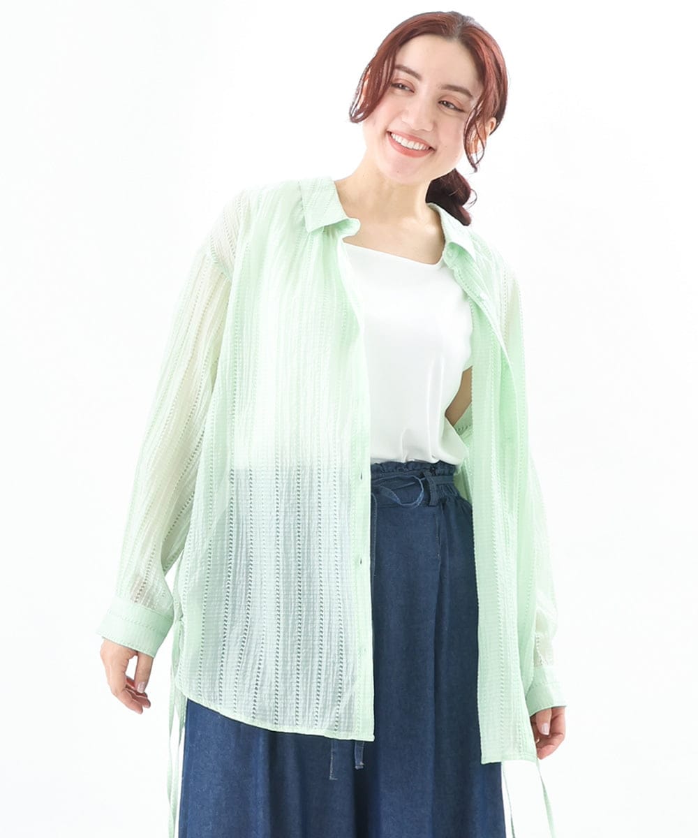 OLBEV11099 eur3(エウルキューブ) 【大きいサイズ】シアードビーブラウス ライトグリーン(30)