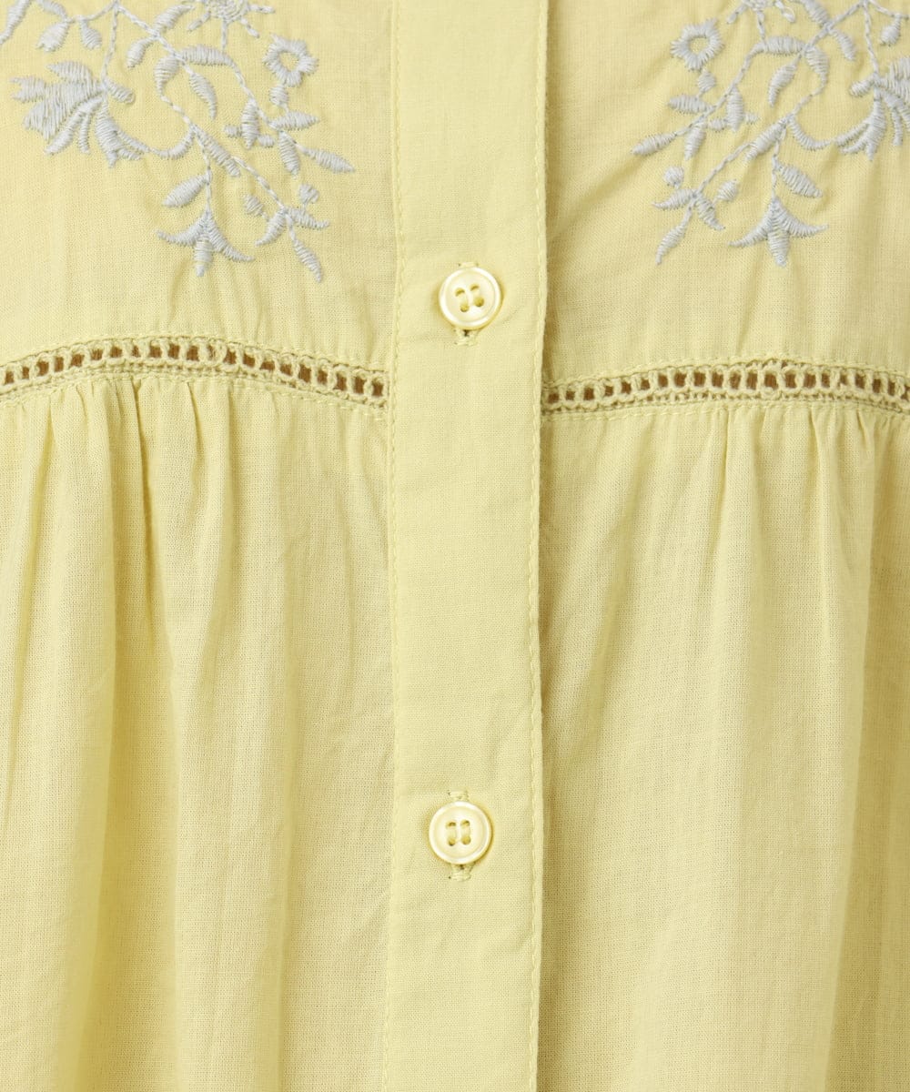 OLBFA06089 eur3(エウルキューブ) 【大きいサイズ】フラワー刺繍ブラウス イエロー(25)