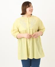 OLBFA06089 eur3(エウルキューブ) 【大きいサイズ】フラワー刺繍ブラウス イエロー(25)