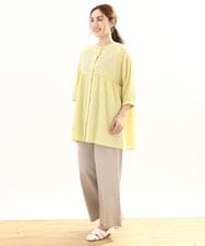 OLBFA06089 eur3(エウルキューブ) 【大きいサイズ】フラワー刺繍ブラウス イエロー(25)