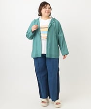 OLBFA13109 eur3(エウルキューブ) 【大きいサイズ】シアーフーディーブラウス グリーン(35)