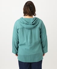 OLBFA13109 eur3(エウルキューブ) 【大きいサイズ】シアーフーディーブラウス グリーン(35)
