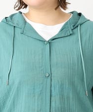 OLBFA13109 eur3(エウルキューブ) 【大きいサイズ】シアーフーディーブラウス グリーン(35)