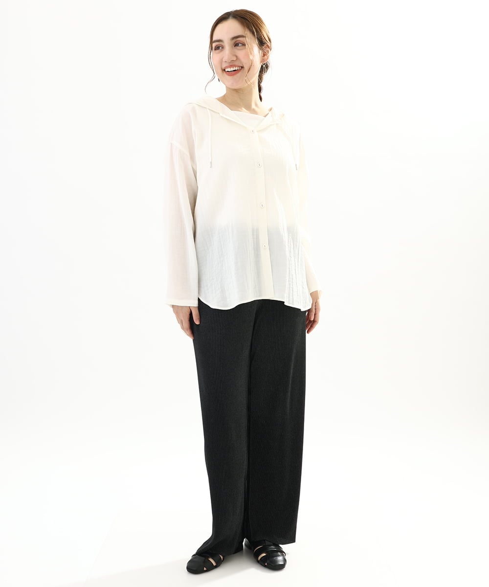 OLBFA13109 eur3(エウルキューブ) 【大きいサイズ】シアーフーディーブラウス アイボリー(80)