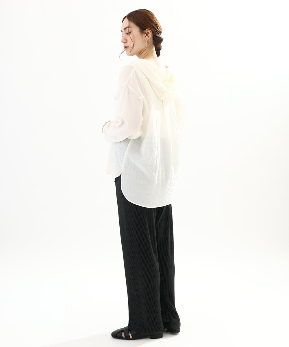 OLBFA13109 eur3(エウルキューブ) 【大きいサイズ】シアーフーディーブラウス アイボリー(80)