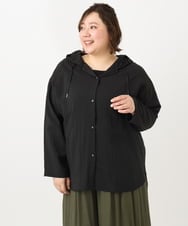 OLBFA13109 eur3(エウルキューブ) 【大きいサイズ】シアーフーディーブラウス ブラック(94)