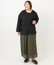 OLBFA13109 eur3(エウルキューブ) 【大きいサイズ】シアーフーディーブラウス ブラック(94)