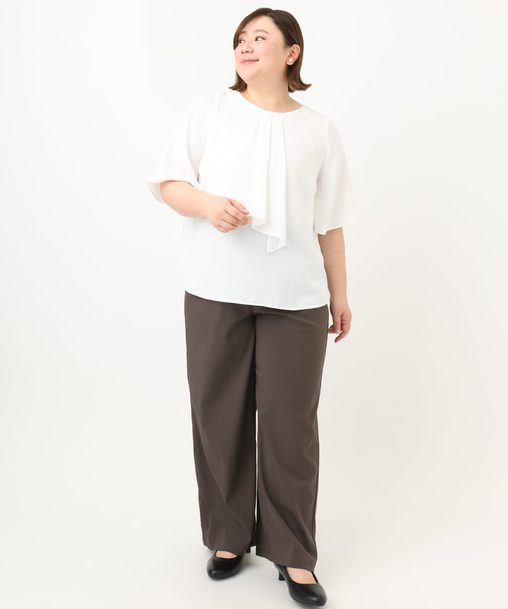 OLBFA20089 eur3(エウルキューブ) 【大きいサイズ】フレアスリーブブラウス ホワイト(90)