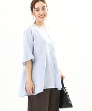 OLBFA21099 eur3(エウルキューブ) 【大きいサイズ/11号サイズあり】Vネックペプラムブラウス ライトブルー(50)