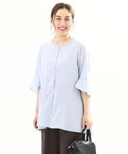 OLBFA21099 eur3(エウルキューブ) 【大きいサイズ/11号サイズあり】Vネックペプラムブラウス ライトブルー(50)
