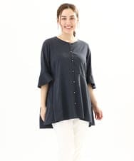 OLBFA21099 eur3(エウルキューブ) 【大きいサイズ/11号サイズあり】Vネックペプラムブラウス ダークグレー(93)