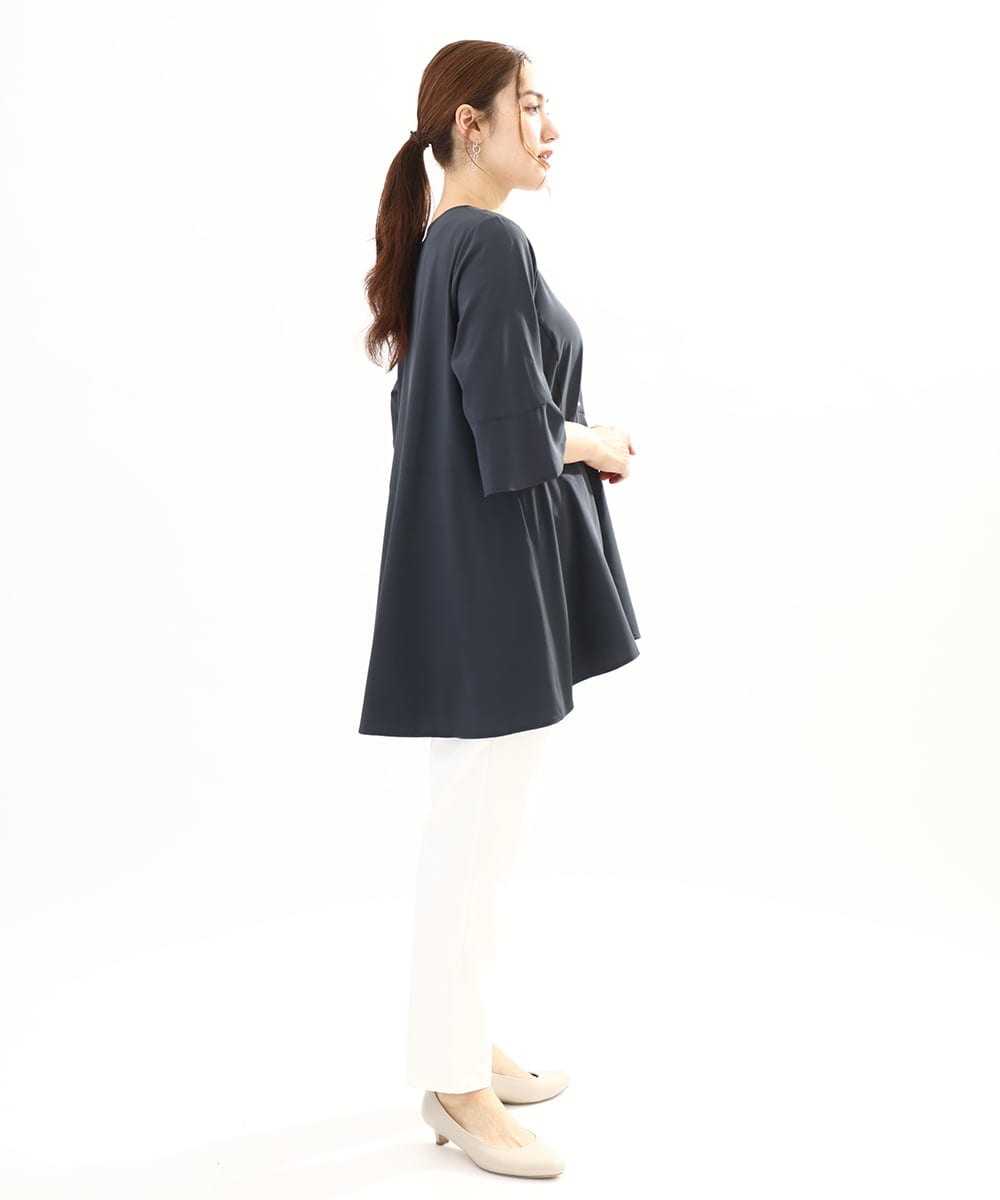 OLBFA21099 eur3(エウルキューブ) 【大きいサイズ/11号サイズあり】Vネックペプラムブラウス ダークグレー(93)