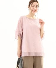 OLBFA23099 eur3(エウルキューブ) 【大きいサイズ】シアーストライプタンクトップセット ライトピンク(01)