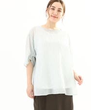 OLBFA23099 eur3(エウルキューブ) 【大きいサイズ】シアーストライプタンクトップセット ライトグリーン(30)